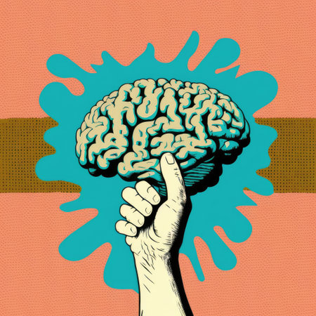 World mental health day concept: Human hand holding a brain. Generative AI