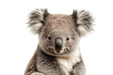 Beautiful koala. Phascolarctos cinereus looking at camera on a white backgroundの写真素材