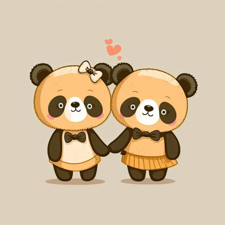 Cute couple of Panda bears elephants in love. Generative AIの写真素材