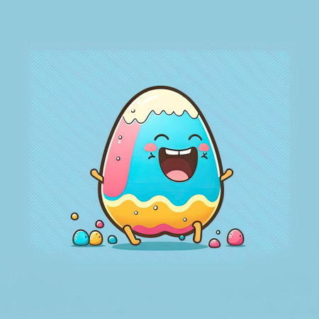 Funny easter egg decorations, colorful character. Generative AIの写真素材