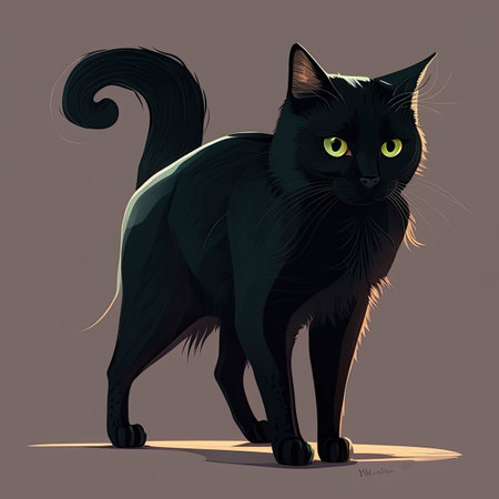 Illustration of a black cat. Bad luck symbol. Generative AIの写真素材