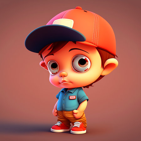 Little boy on a colorful background, funny cartoon character, school kid 3d. Generative AIの写真素材