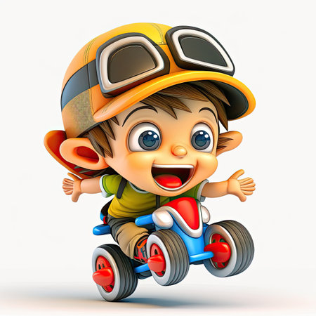 Little boy on a colorful background, funny cartoon character, school kid 3d. Generative AIの写真素材