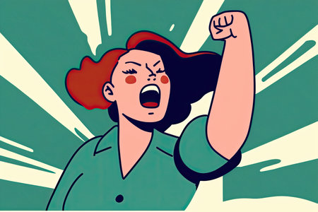 Women fighting for their rights tired of the inequality suffered for years. Female empowerment. Generative AIの写真素材