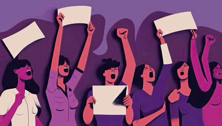 Women fighting for their rights tired of the inequality suffered for years. Female empowerment. Generative AIの写真素材