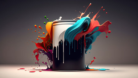 Colorful paint splashing on a light colored background. Colorful concept. Generative AI