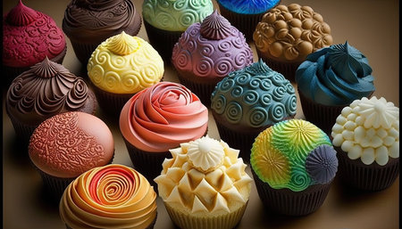 Colorful cupcakes for the mother's day or birthday. Generative AI