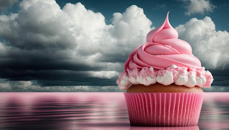 Pink delicious cupcakes for the mother's day or birthday. Generative AIの写真素材