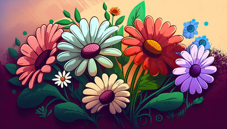 Colorful flowers, floral background, wedding card. Generative AIの写真素材