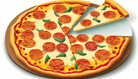 Italian Pizza with pepperoni and cheese on a light background. Generative AIの写真素材