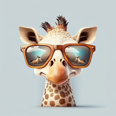 Cute baby animal wearing sunglasses on a colored background. Ready to go on holidays. Generative AIの写真素材