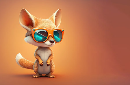 Cute baby animal wearing sunglasses on a colored background. Ready to go on holidays. Generative AIの写真素材