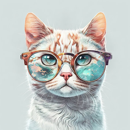 Cute baby animal wearing sunglasses on a colored background. Ready to go on holidays. Generative AIの写真素材