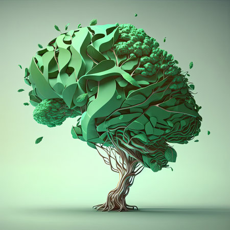 Human brain made of broccoli. Healthy nutrition concept. Generative AIの写真素材