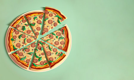 Italian Pizza with pepperoni and cheese on a light background. Generative AI