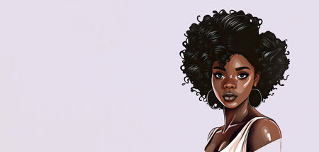 African woman portrait. Black girl on a white background. Strength and independence. Generative AIの素材