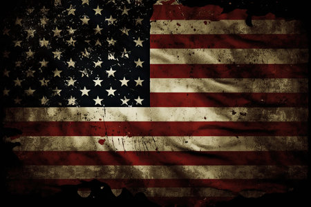 Dirty wrinkled USA Flag. Generative AIの写真素材