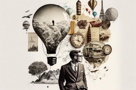 Creative mind. Concept of intelligence. Art collage. Generative AIの素材