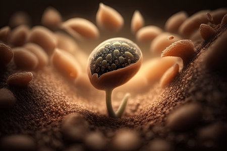 Earth's Day. View of a sprout growing in the soil. Generative AIの素材