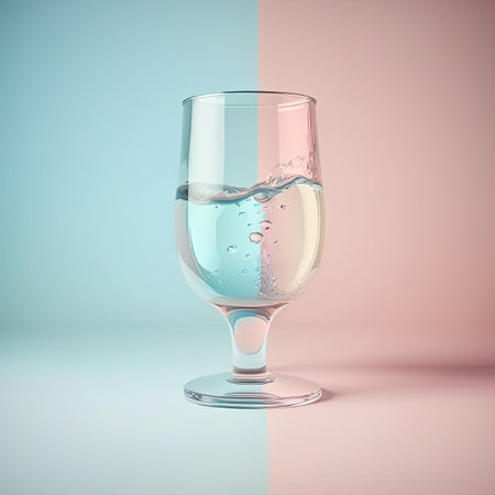 Glass of clean water on a colored background. Generative AIの素材