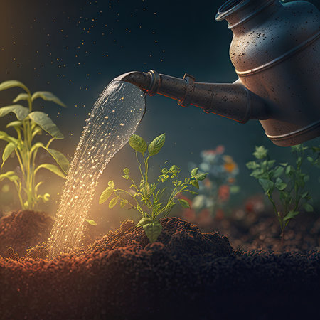 Earth's Day. View of a sprout growing in the soil. Generative AIの素材