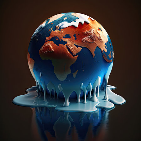 Climate change global warming concept. Planet Earth has warmed up and is melting. Generative AIの素材