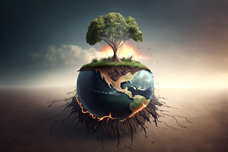 Earth globe ball. Saving environment, save planet. Generative AIの素材