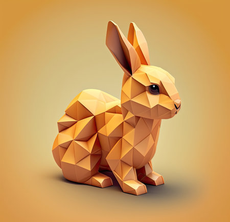 Rabbit animal. Abstract illustration minimalistic geometric. Generative AIの素材