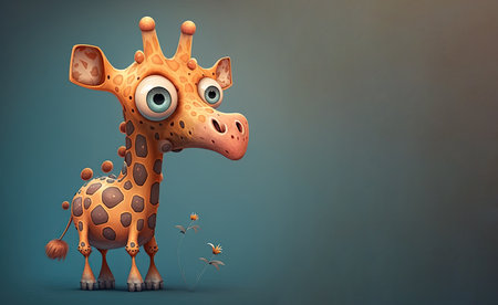 Cute funny character for kid. Full body animal on colored background. Generative AIの素材