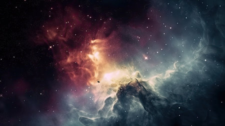 Stars in deep space surrounded by a nebula by generative AIの素材