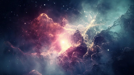 Stars in deep space surrounded by a nebula by generative AIの素材