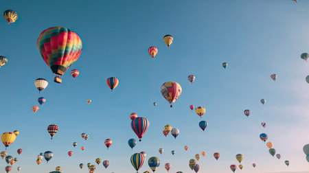 Illustration of hot air balloon festival banner by generative AIの素材