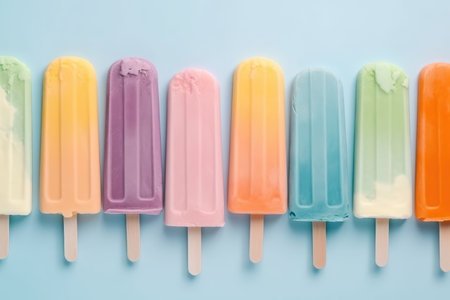 Ice cream popsicle treats on a colorful pastel background by generative AIの素材