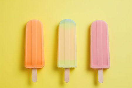 Ice cream popsicle treats on a colorful pastel background by generative AIの素材