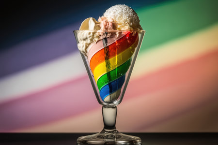 Rainbow ice cream sundae for LGBT Pride Day by generative AIの素材
