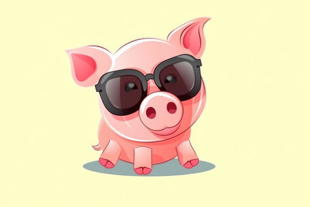 Cute baby animal wearing sunglasses on a colored background by generative AIの素材