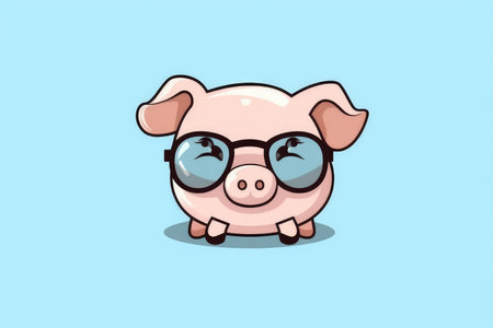 Cute baby animal wearing sunglasses on a colored background by generative AIの素材