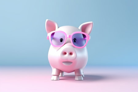Cute baby animal wearing sunglasses on a colored background by generative AIの素材