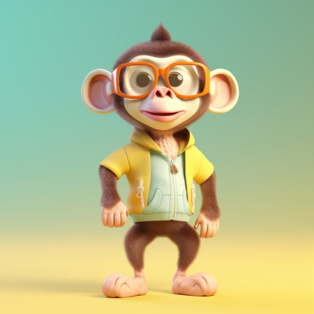Funny monkey wearing sunglasses on a colorful background by generative AIの素材