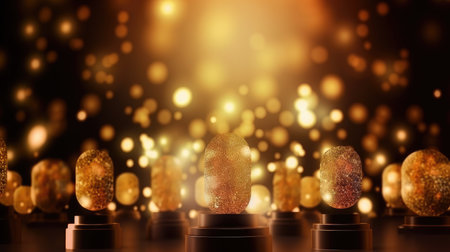 Luxurious gold bokeh background for awards and glamor events by generative AIの素材