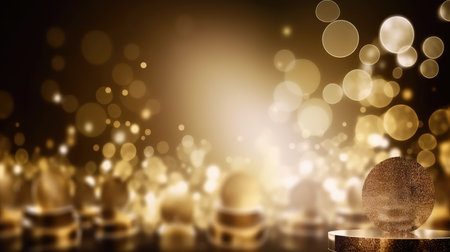 Luxurious gold bokeh background for awards and glamor events by generative AIの素材