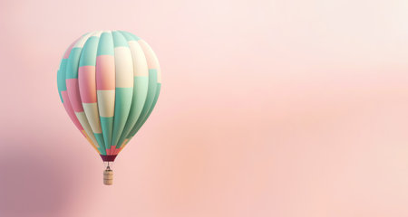 Colorful hot air balloon on pastel background. Travel and adventure concept symbolizing freedom and excitement by generative AIの素材