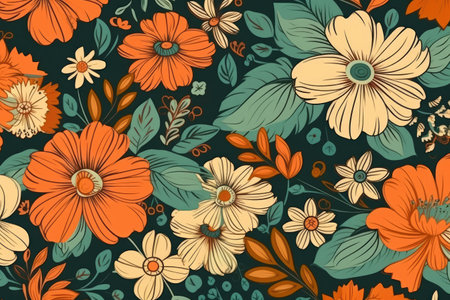 illustration of vintage floral seamless pattern by generative AIの素材