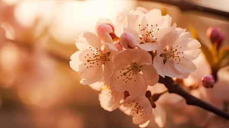 Cherry Blossom Floral Abstract: Springtime in Japan with Vibrant Sakura Flower Background by generative AIの素材