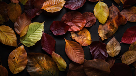 Autumn Leaves. Wallpaper with orange and golden colors. Generative AIの素材