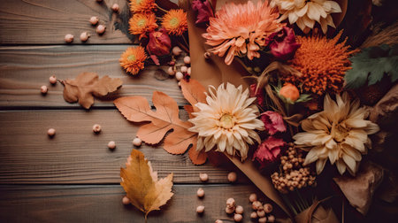 Flower wallpaper. Autumn colors. Generative AIの素材
