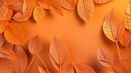 Monochromatic wallpaper with autumn leaves. Generative AIの素材