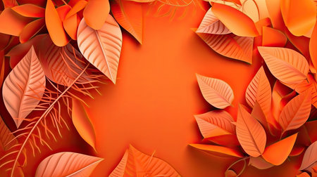Monochromatic wallpaper with autumn leaves. Generative AIの素材
