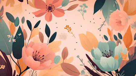 Flower wallpaper. Autumn colors. Generative AIの素材
