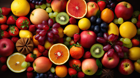 Set of summer fruits to use as wallpaper. Generative AIの素材